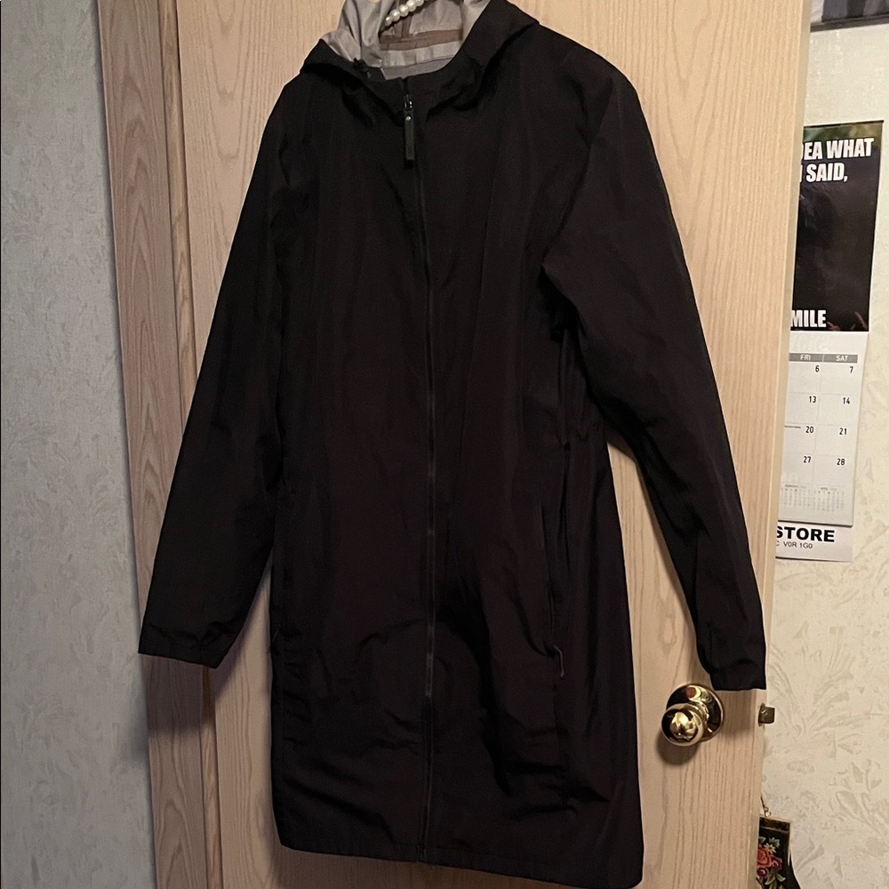 Lole Black Long Hooded Trench Coat